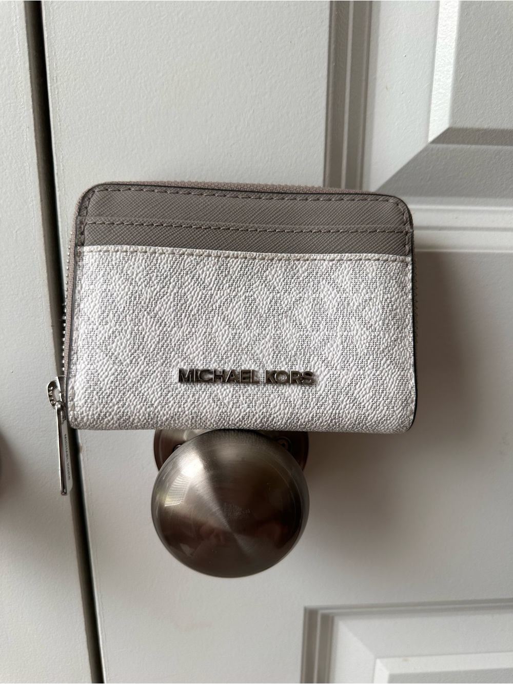 Michael Kors Metallic Silver  Zip Card Wallet